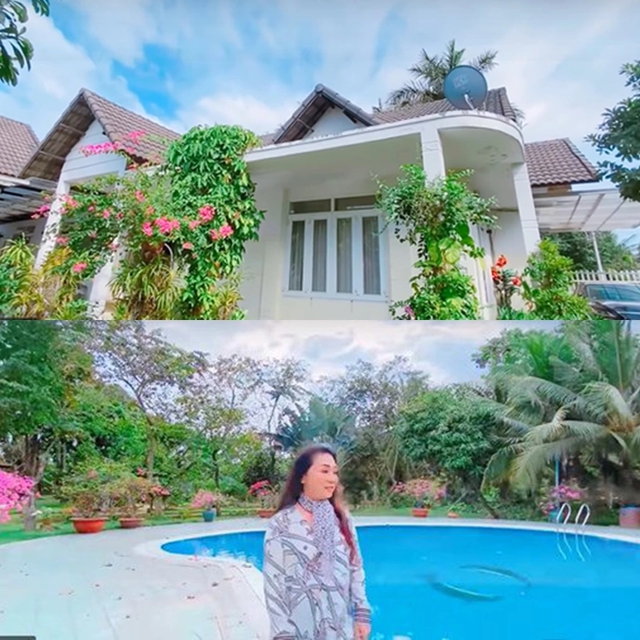 Không gian sống của bà là căn biệt thự sân vườn rộng khoảng 1200m2 ở Thủ Đức, TP.HCM. Căn nhà được xây dựng theo phong cách gần gũi thiên nhiên với nhiều cây xanh, hồ bơi và khuôn viên rộng rãi. 