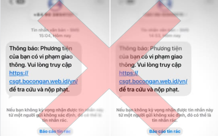 Cục CSGT cảnh báo thủ đoạn phát tán tin nhắn SMS giả mạo thông báo phạt nguội, dụ người dân bấm vào đường link để đánh cắp thông tin, chiếm đoạt tài sản.
