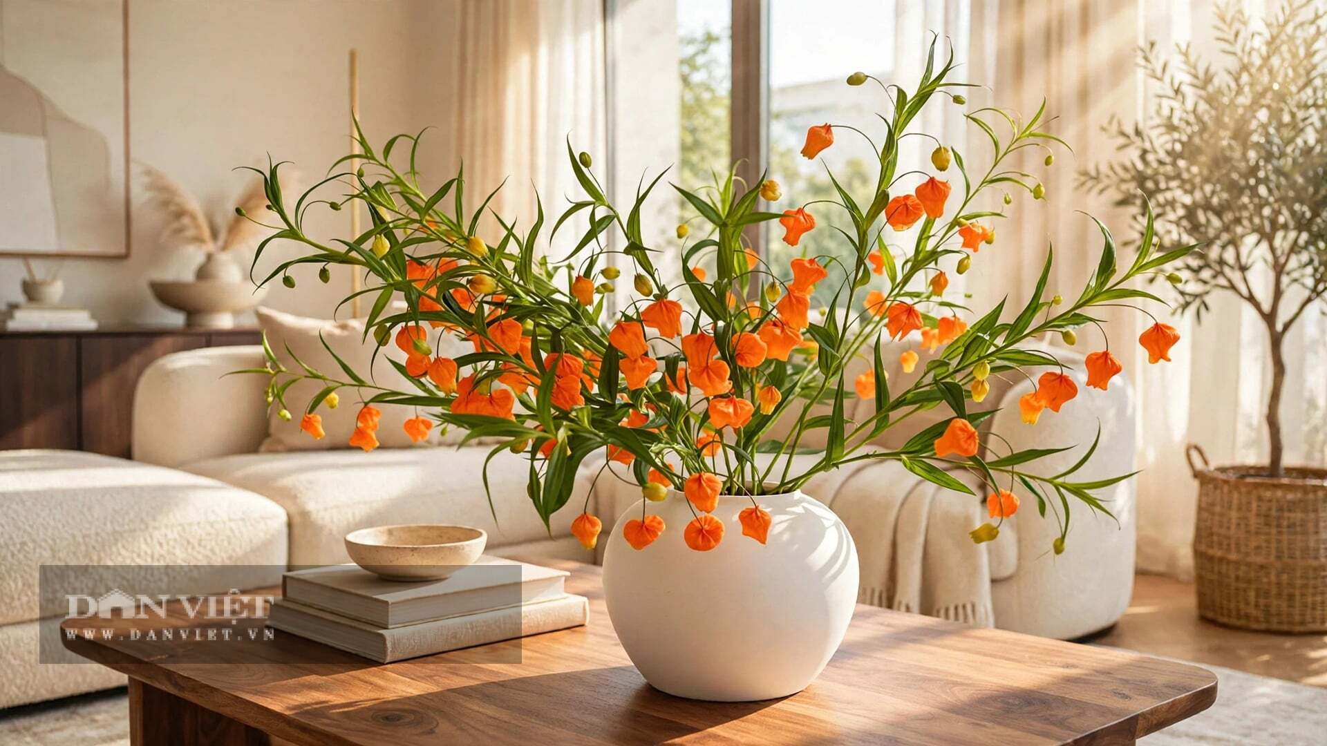Cây cảnh đèn lồng lại là một tiểu thư đài các, rực rỡ.