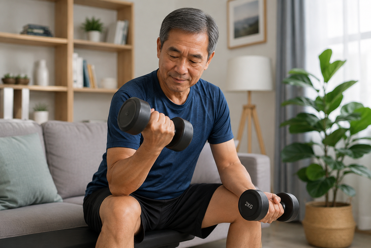 Duy trì tập sức mạnh giúp bảo tồn khối cơ, cải thiện mật độ xương, hỗ trợ kiểm soát cân nặng, giảm nguy cơ mắc nhiều bệnh mạn tính. Ảnh minh họa AI.