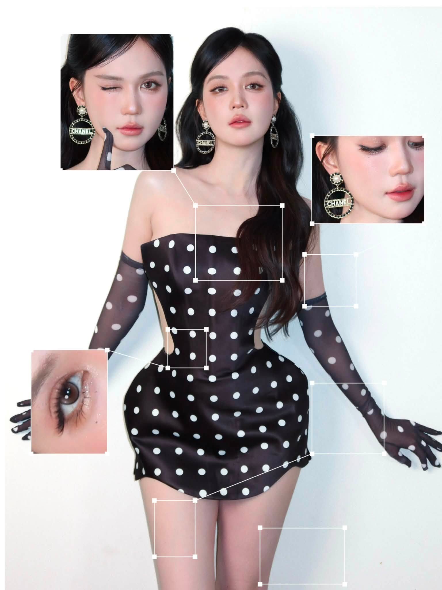 Để chứng minh sắc vóc tuổi U40, Ngọc Trinh đăng tải bộ ảnh diện váy mini dáng quây, phom ôm sát cơ thể với những khoảng hở hai bên eo. 