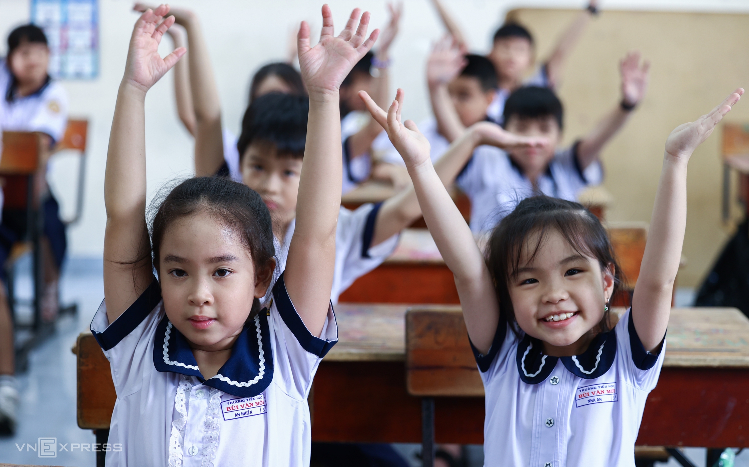 Học sinh trường tiểu học Bùi Văn Mới, TP HCM, tháng 9/2025. Ảnh: Quỳnh Trần