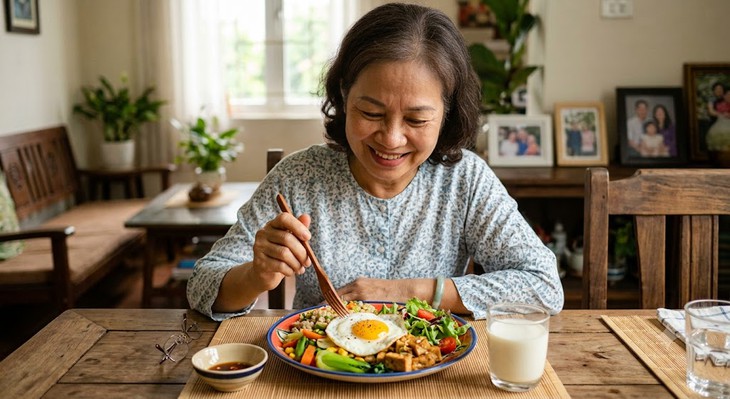 Chế độ ăn chay cân đối, khoa học có lợi cho sức khỏe người sau tuổi 60. Ảnh minh họa AI