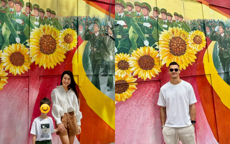 Hoàng Oanh cùng Lê Giang Patrik mặc đồ đồng điệu, check-in cùng một địa điểm dịp lễ 2/9/2025.