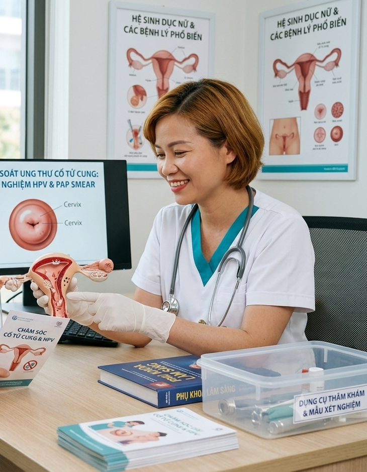 Cổ tử cung đóng vai trò là cửa ngõ bảo vệ tử cung, hỗ trợ quá trình thụ thai, mang thai và sinh nở của người a classTextlinkBaiviet hrefhttps://eva.vn/phụ nữ/a. Ảnh minh họa AI
