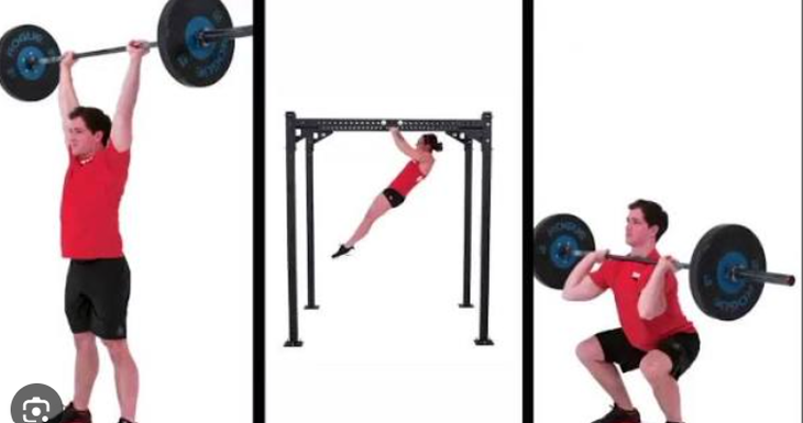 Bài tập Fran gồm squat và nâng tạ qua đầu với treo xà có thể thực hiện theo cấu trúc lặp lại 21-15-9. Ảnh Internet.