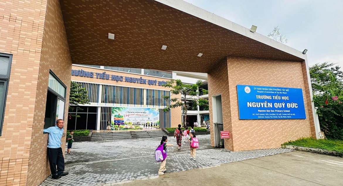 Trường Tiểu học Nguyễn Quý Đức, phường Tây Mỗ, Hà Nội (Ảnh: VOV Giao thông)