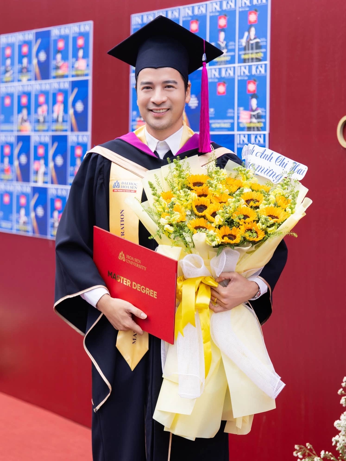 Diễn viên Đoàn Minh Tài tốt nghiệp chương trình thạc sĩ Quản trị Kinh doanh tại Đại học Hoa Sen, TP HCM.