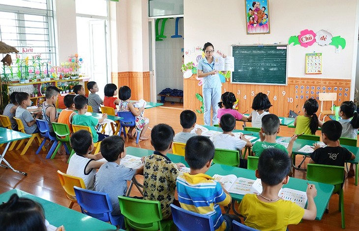 Trẻ em thuộc đối tượng phổ cập giáo dục mầm non cho trẻ 5-6 tuổi được miễn, giảm, hỗ trợ học phí. Ảnh: Bộ GDamp;ĐT