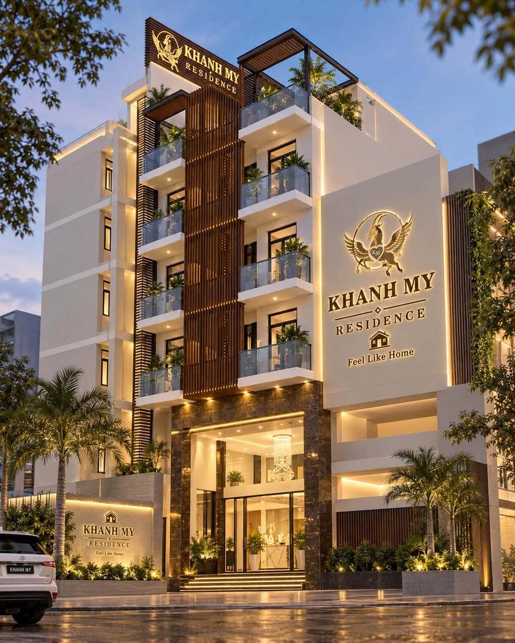 Khánh My cho biết trên Ngôi sao, cô xây tòa nhà từ năm 2020, vừa để ở, vừa làm văn phòng và cho thuê căn hộ dịch vụ. Năm ngoái, cô chi một khoản lớn để sửa sang mặt ngoài, đồng thời thay mới và bổ sung nội thất cho tòa nhà. Công trình hoàn thiện hôm 10/9, khoác lên diện mạo khang trang, hiện đại hơn trước, khiến Khánh My rất hạnh phúc.