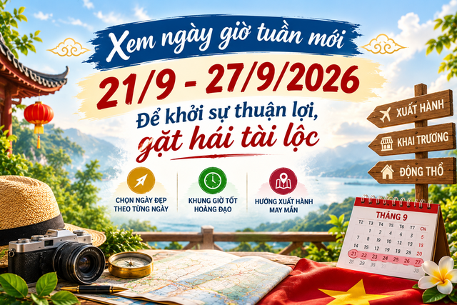 Xem ngày giờ tuần mới 21/9 - 27/9/2026: Gợi ý ngày đẹp, giờ tốt cho khai trương, động thổ và xuất hành - 1