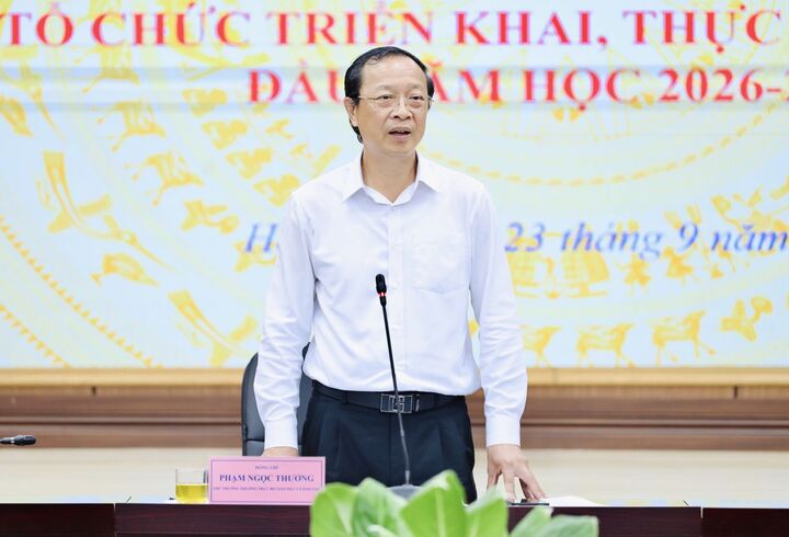 Thứ trưởng Thường trực Phạm Ngọc Thưởng phát biểu tại buổi làm việc. (Ảnh: Moet)