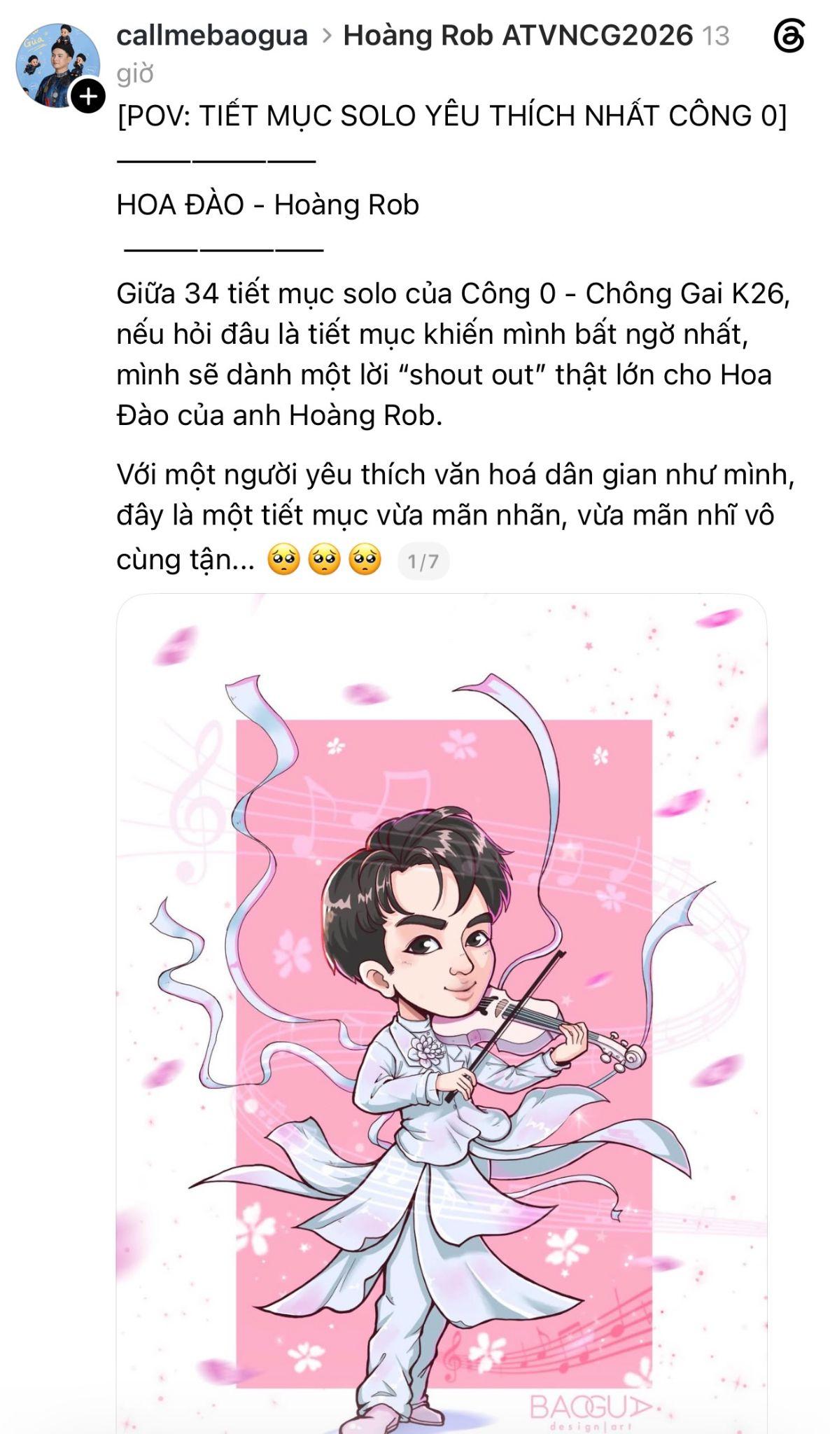 Đáng chú ý, tiết mục còn truyền cảm hứng để nhiều khán giả sáng tác thơ, vẽ tranh dành tặng nam nghệ sĩ. Trên các nền tảng mạng xã hội xuất hiện nhiều bức tranh fanart lấy cảm hứng từ phần trình diễn Hoa Đào.
