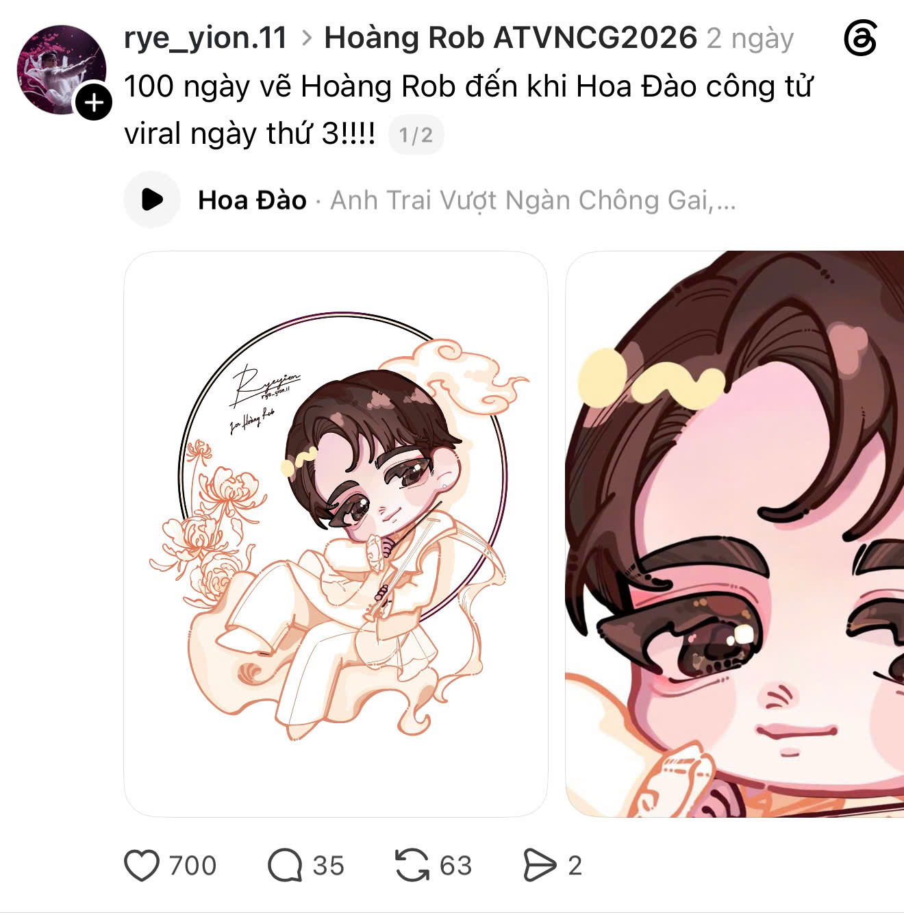 Khán giả tìm kiếm về Hoàng Rob, vẽ tranh và làm thơ tặng nam nghệ sĩ sau tiết mục amp;#34;Hoa Đàoamp;#34; - 8