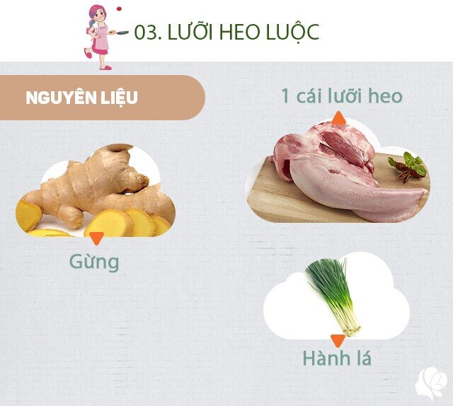 Chuẩn bị: 1 cái lưỡi heo đã sơ chế và rửa sạch, hành lá, gừng.