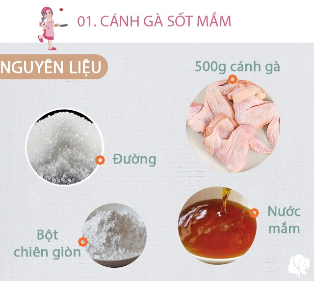 Chuẩn bị: 500g cánh gà, bột chiên giòn, nước mắm, đường, hành lá, tỏi, dầu ăn.