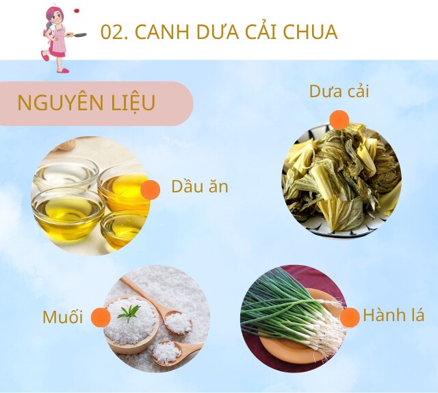 Chuẩn bị: 2 bát con dưa cải, dầu ăn, hành lá, muối vừa ăn.