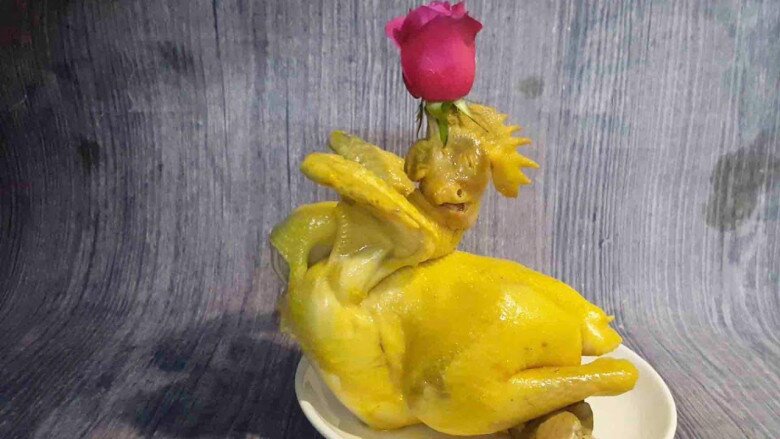 Beautifully boiled chicken for offerings