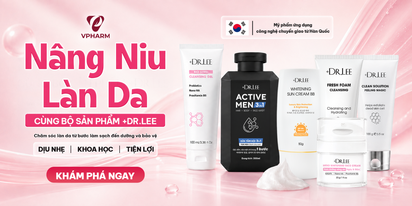 Bộ sản phẩm +DR.LEE chăm sóc làn da dịu nhẹ mỗi ngày.