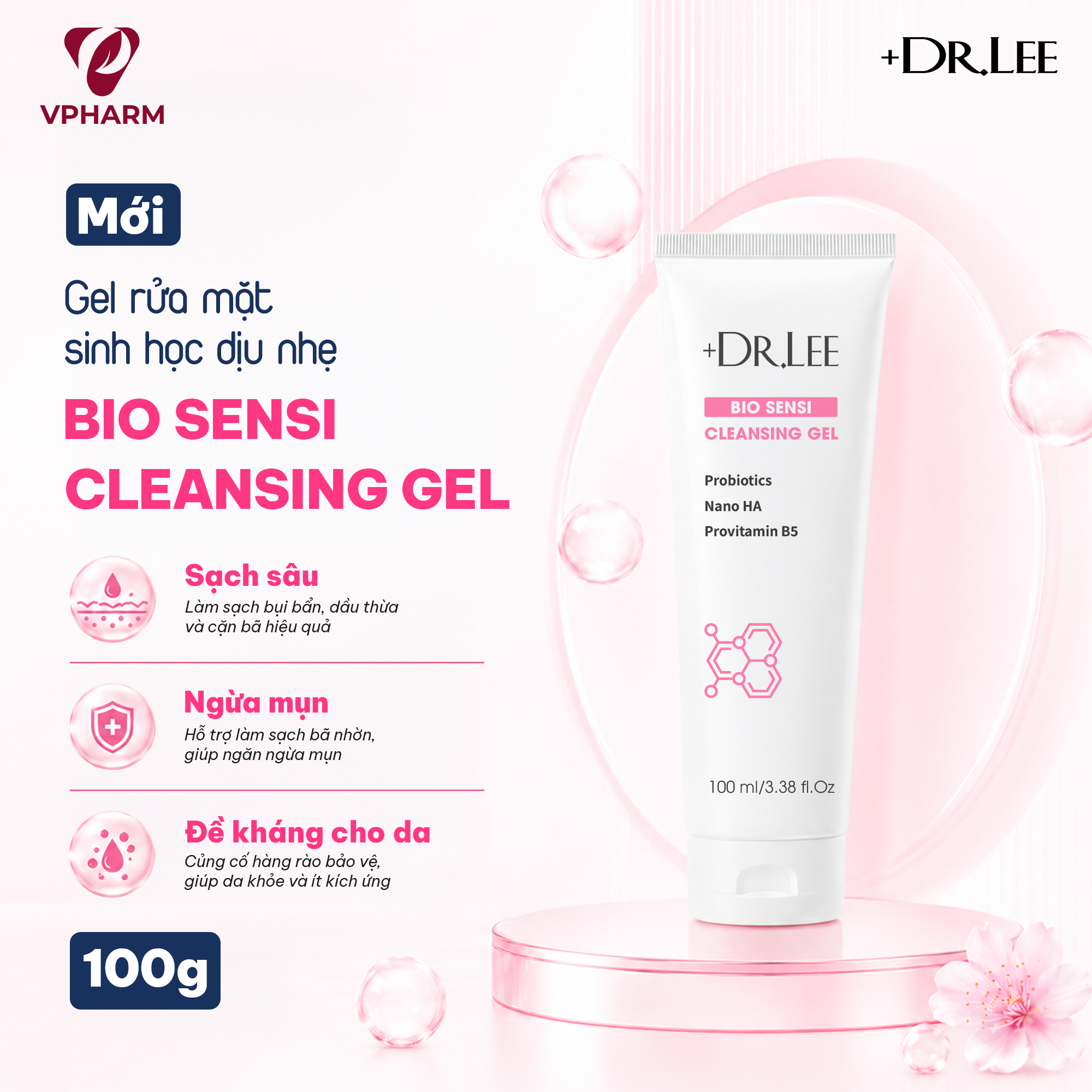 Gel rửa mặt sinh học dịu nhẹ Bio Sensi Cleansing Gel.