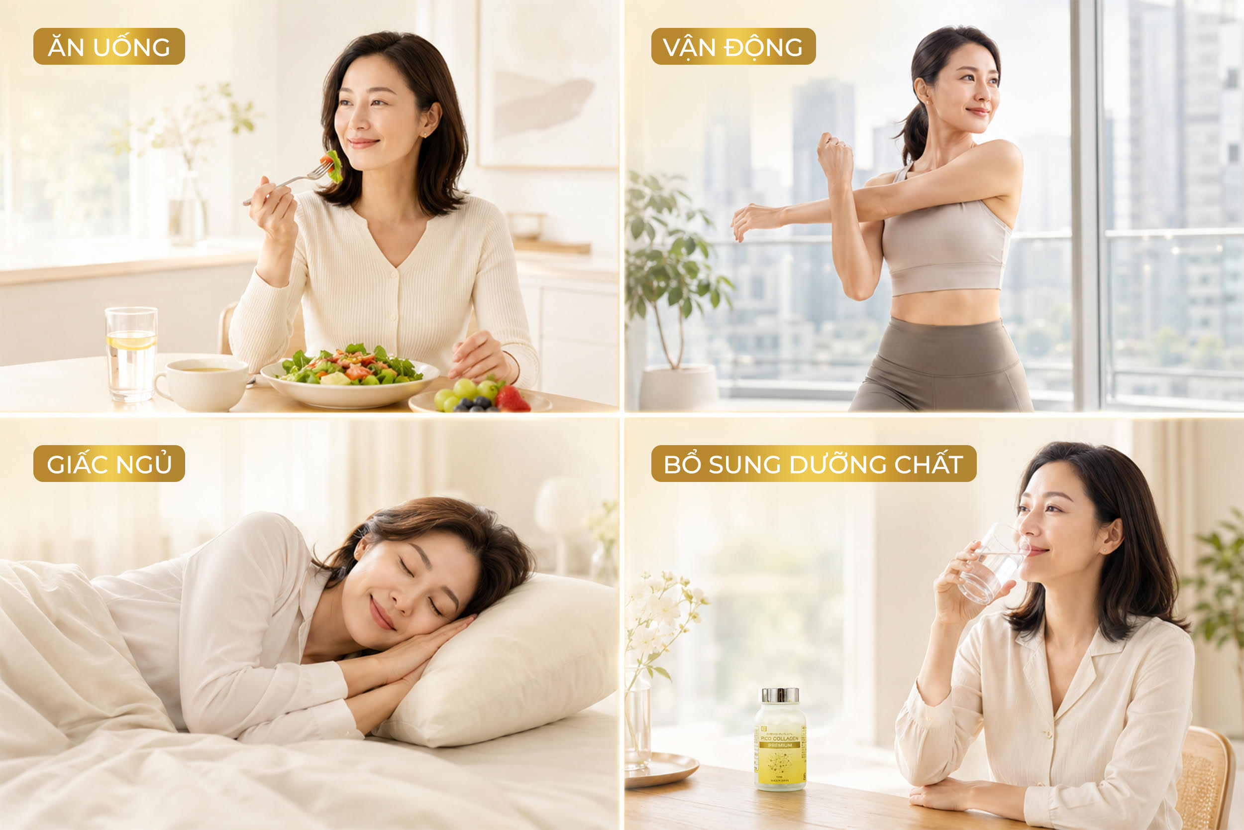 Ăn uống, vận động, giấc ngủ và bổ sung dưỡng chất cần được duy trì song song, thay vì chỉ chú trọng một yếu tố.
