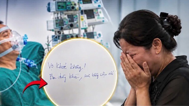 'Vợ khỏe không!' Người phụ nữ òa khóc khi đọc dòng chữ đầu tiên của chồng sau ca ghép phổi