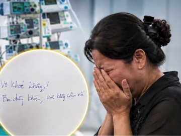 'Vợ khỏe không!' Người phụ nữ òa khóc khi đọc dòng chữ đầu tiên của chồng sau ca ghép phổi