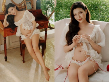 Thúy Diễm khoe vẻ gợi cảm với bụng bầu
