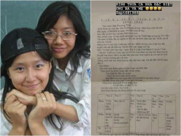 Ảnh hiếm của Mai Phương Thúy hồi đi học, bị bắt viết báo cáo lịch trình với gia đình
