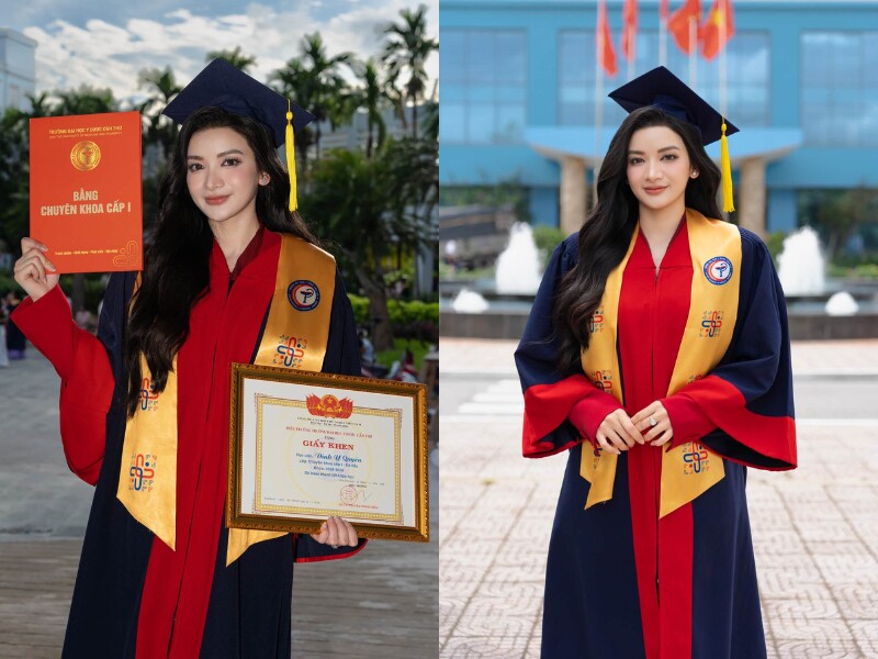 Mới đây, Á hậu Đinh Y Quyên đã chính thức báo tin nhận bằng tốt nghiệp bác sĩ Chuyên khoa I Da liễu sau nhiều năm đèn sách tại Trường Đại học Y Dược Cần Thơ.