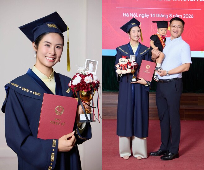 Hoa hậu Ngọc Hân tốt nghiệp Thạc sĩ loại giỏi chuyên ngành Lý luận và Lịch sử Mỹ thuật Ứng dụng.