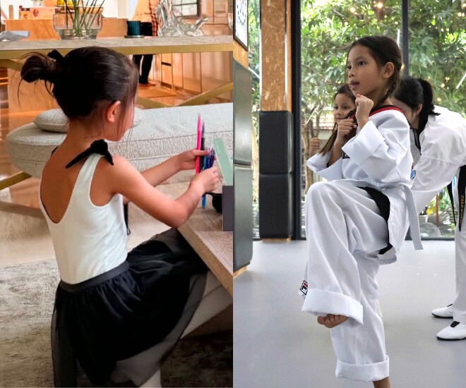 Bé Lisa nhà Hồ Ngọc Hà vừa học võ thuật, vừa tập múa ballet.