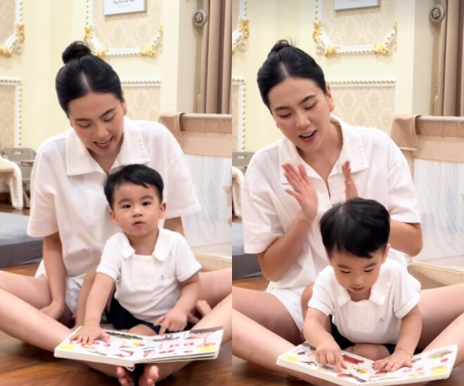 Bé Panda lanh lợi học bài, được khen ngợi đáng yêu.
