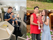 Con gái Kha Ly - Thanh Duy lần đầu được đi máy bay hạng thương gia, ăn diện xinh xắn như búp bê