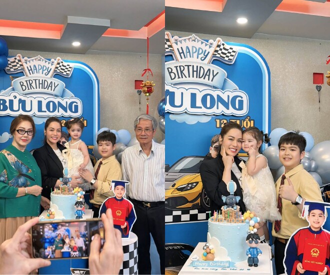 Nhật Kim Anh cùng gia đình chồng cũ tổ chức tiệc sinh nhật cho quý tử Bửu Long.