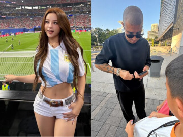 Giải trí - Cựu hot girl Hà thành diện nóng bỏng sang Mỹ ủng hộ Messi, may mắn được gặp trực tiếp các cầu thủ tuyển Ai Cập