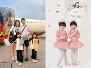 Vân Trang lần đầu cho cặp song sinh 5 tuổi đi máy bay, bé Ba - bé Tư được khen chuẩn "con nhà tông"