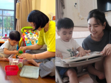 Con trai Mai Ngọc hớn hở ra mặt khi cô giáo đến nhà dạy học, tác phong nghiêm chỉnh khiến mẹ tự hào