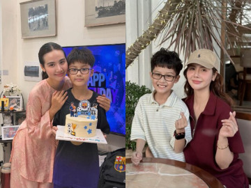 Huyền Lizzie mừng sinh nhật giản dị bên quý tử, bé Nem nay cao lớn điển trai, hưởng hết nét đẹp từ mẹ
