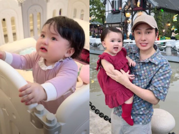 Con gái Phương Lê làm nũng đòi bố bế, NSƯT Vũ Luân thấy ái nữ khóc liền cưng chiều dỗ dành