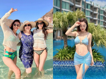 Đẹp - Hoa hậu Jennifer Phạm diện bikini khoe dáng gợi cảm, tự hào khoe mẹ ruột xinh đẹp, truyền hết gen cho con