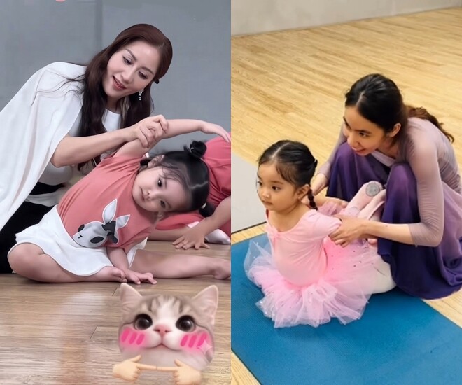 Bé Lisa chăm chỉ tập luyện ở lớp ballet.