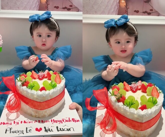 Bé Thụy Yên mừng kỷ niệm 2 năm ngày lễ đính hôn của bố mẹ.