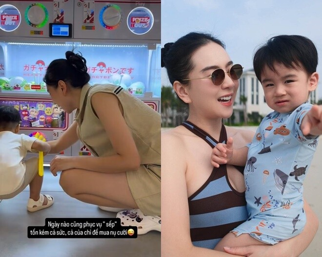 Mai Ngọc dành trọn thời gian bên quý tử.