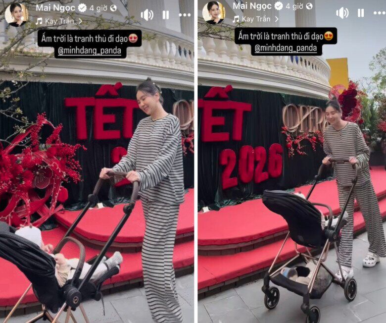 Mai Ngọc chăm con trai trong căn biệt thự ở Bắc Ninh.