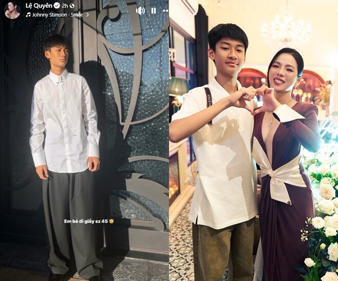 Kỳ Anh - con trai của Lệ Quyên sở hữu chiều cao gần 1m8 ở tuổi 15.