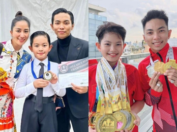 Khánh Thi khiêu vũ đôi cùng con trai cực ăn ý, Kubi hiện cao hơn mẹ, dáng nhảy được khen đẹp vượt bố Phan Hiển