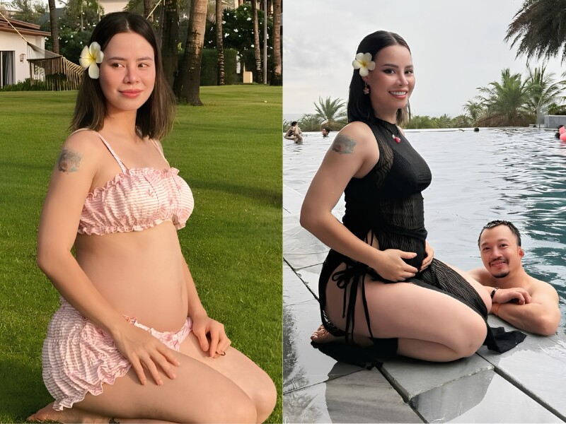 Mang thai sau mối tình thầy - trò nổi tiếng MXH Việt, mỹ nhân này bụng bầu tròn xoe vẫn đẹp quyến rũ với bikini.