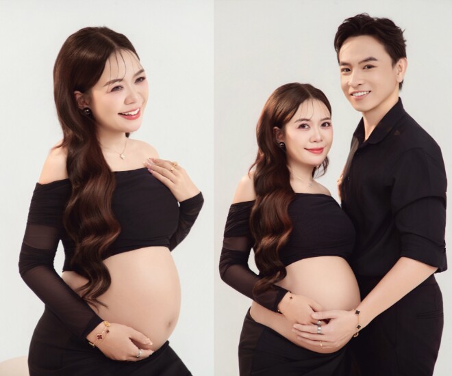 Diễn viên Huỳnh Quý Gia đình là số 1 bên vợ bầu xinh đẹp.