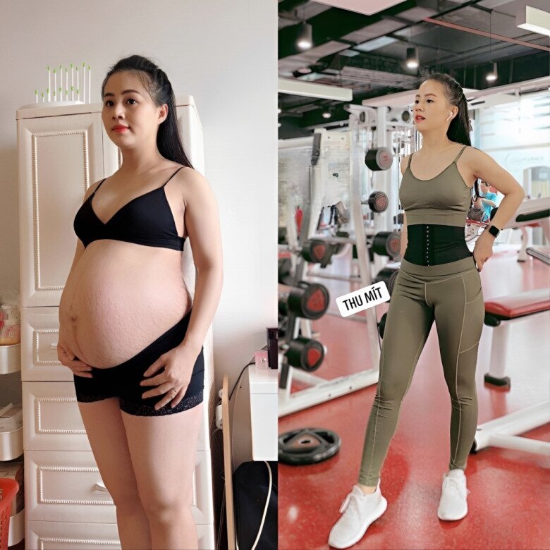 Mẹ bầu khoe bụng rạn chằng chịt, sau sinh chăm tập luyện để về dáng.